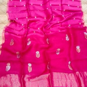 Silk Linen Saree with Muslin stripes & Sona Ripa Zari Butti