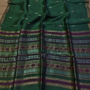 Silk Linen Saree with Zari-Woven Pallu