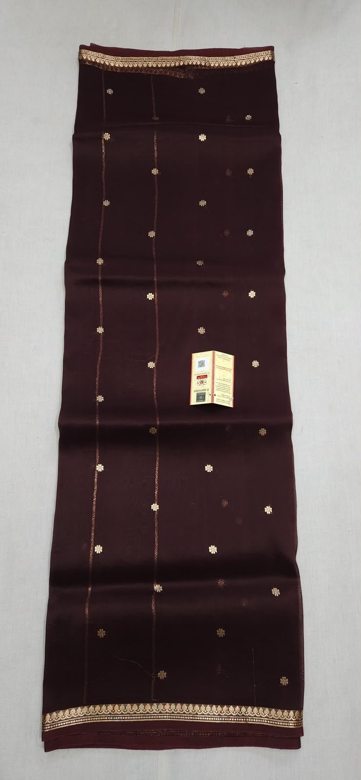 Banarasi Kora Organza Silk Saree with Zari Borderin deep maroon. - Image 3